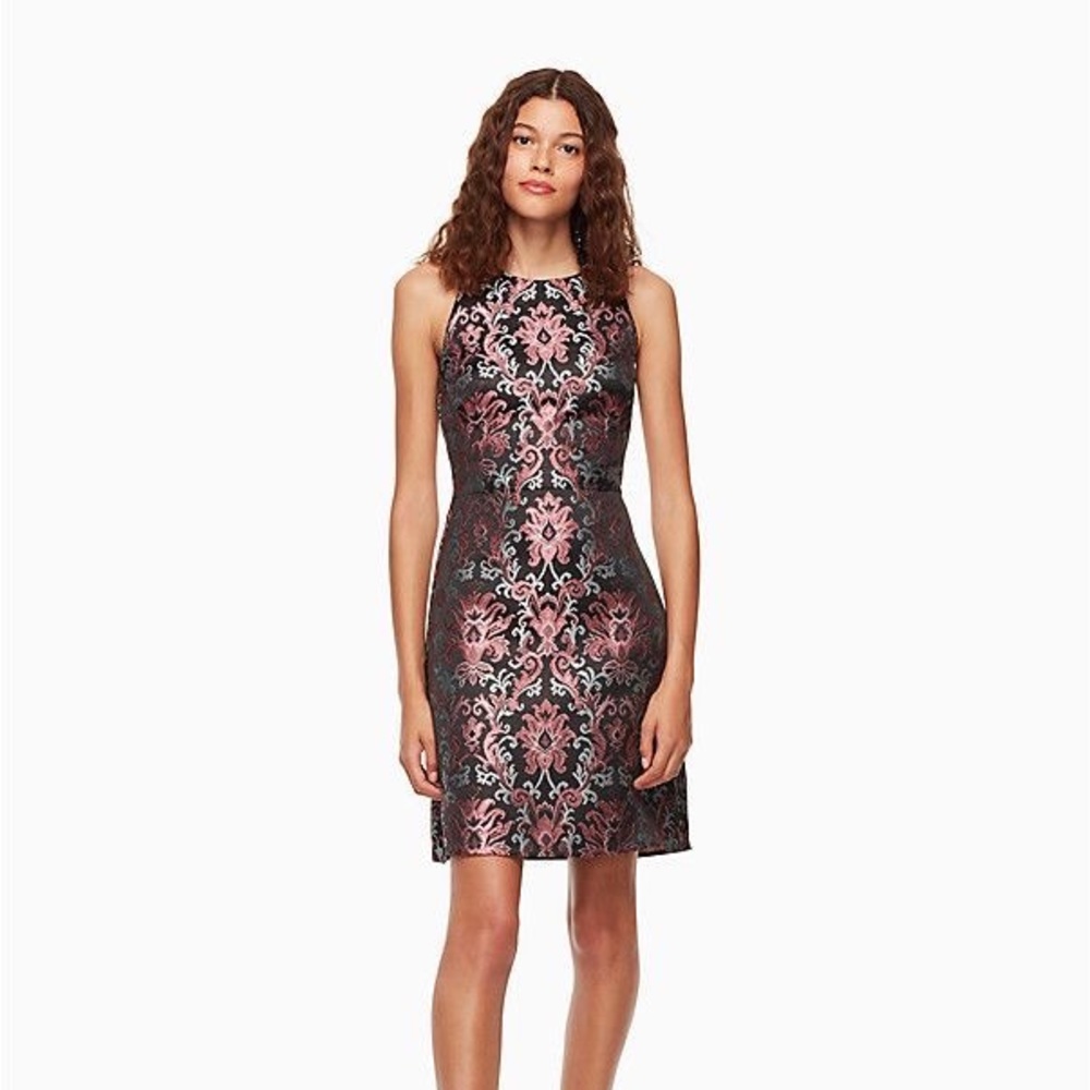 Kate Spade Pink and Black Damask Formal Mini Dress